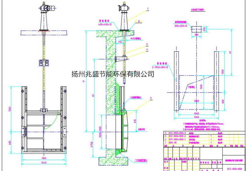 DN1000铸铁方闸门安装缩略图2